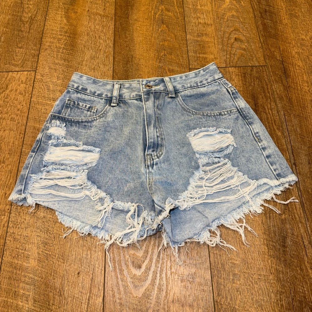 SHEIN Women Distressed Denim Jean Shorts Size 28